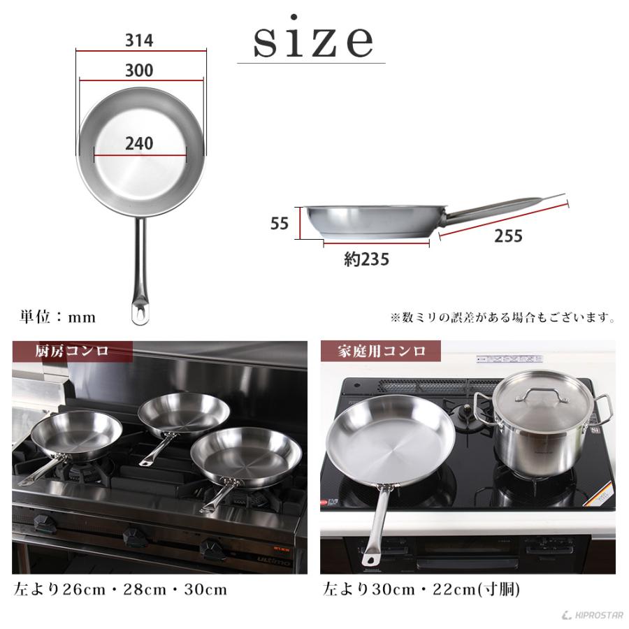 ステンレスフライパン 30cm IH対応 業務用 ステンレス コーティング