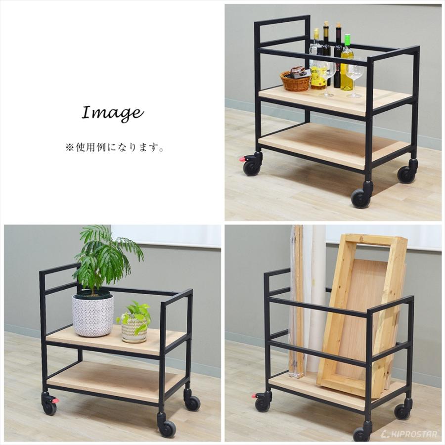 キッチンワゴン 木製 業務用 組立式 3段 (選べる6色)  MKW-BK100A アイアン キャスター付き 店舗用 飲食店 キッチン 頑丈 高級感の画像