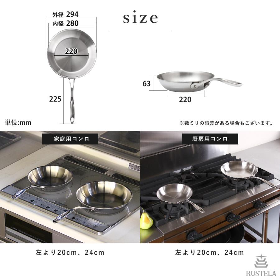 フライパン 28cm IH対応 業務用 ステンレス ラステラ RUSTELA IH/直火