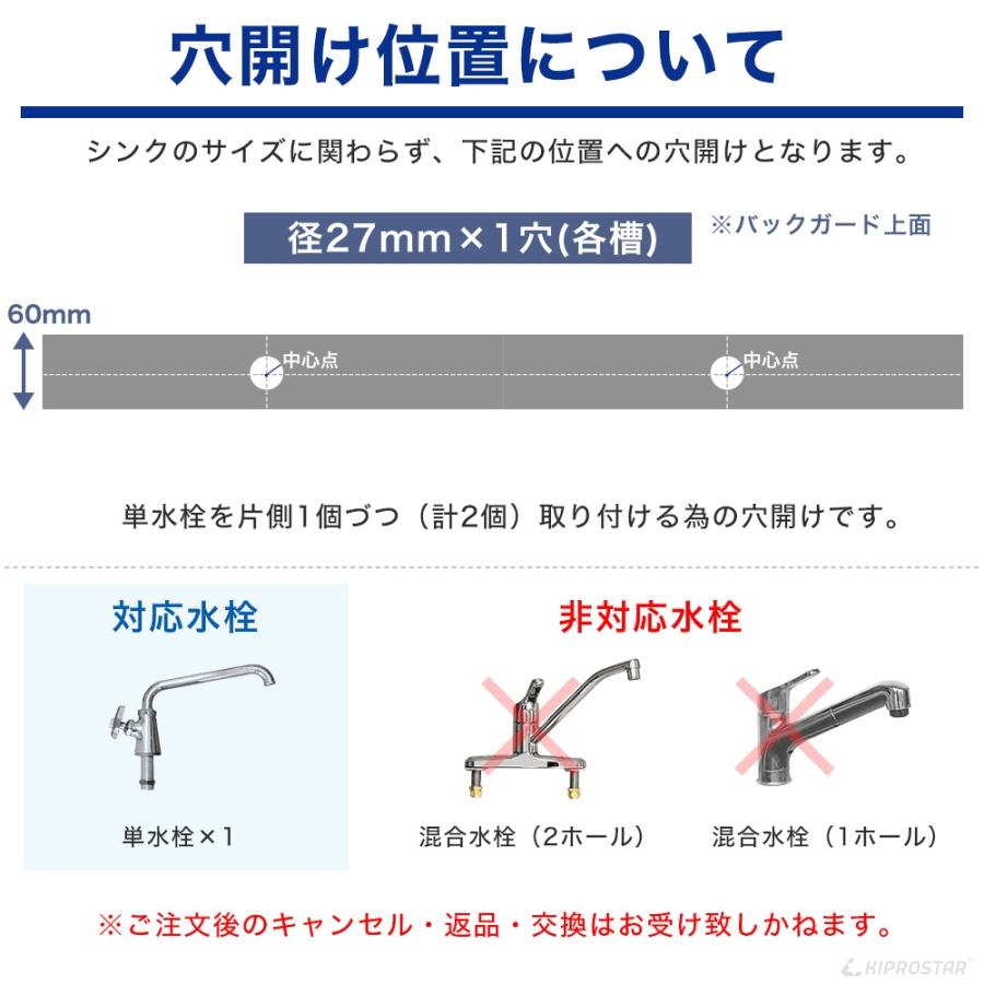 工賃】業務用ステンレスシンク KSシリーズ用 穴開けオプション 工賃】業務用ステンレスシンク KSシリーズ用 穴開けオプション