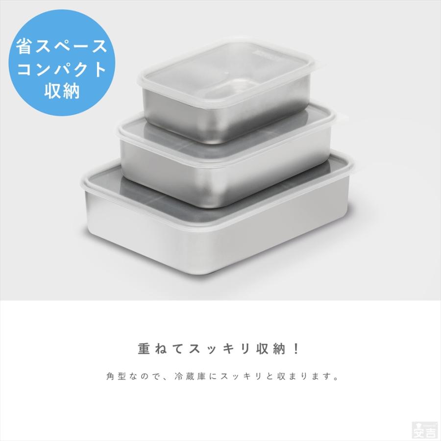 蓋付き ステンレスバット浅型 大 2200ml 保存容器 ストッカー : 厨房