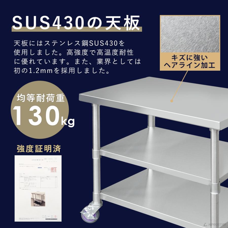 ステンレス 作業台 キャスター付き 3段タイプ 業務用 調理台 900×600