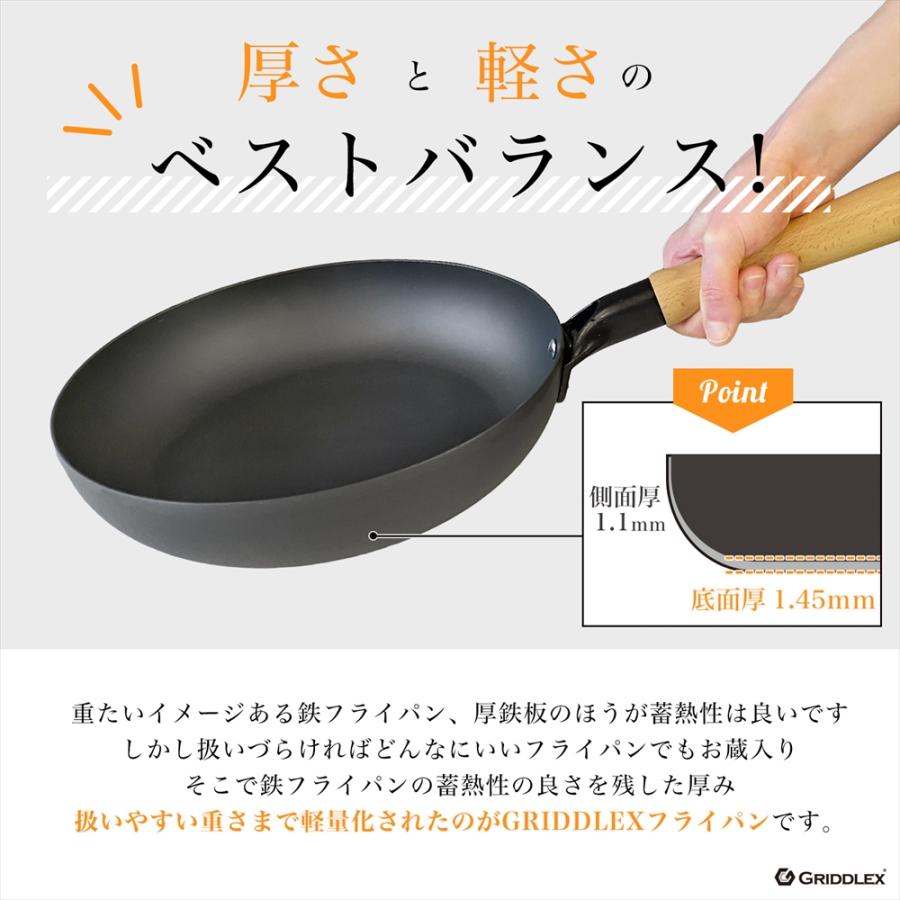 鉄フライパン 28cm GRIDDLEX(グリドレックス) 窒化鉄 IH対応 電磁調理