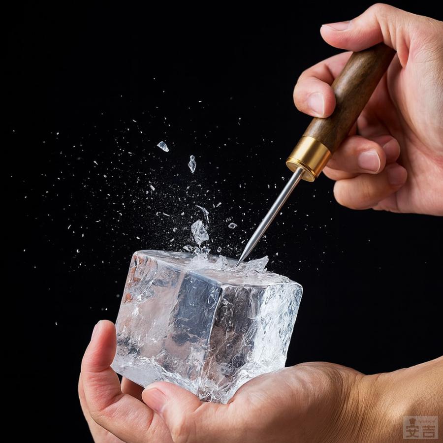 メール便送料無料】アイスピック木柄 携帯用 氷割り ステンレス バー