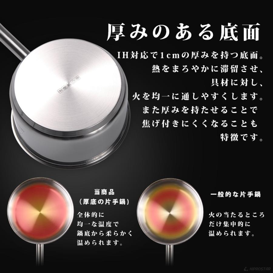 片手鍋 ステンレス 20cm 蓋付き IH対応 ガス対応 業務用 : 厨房用品