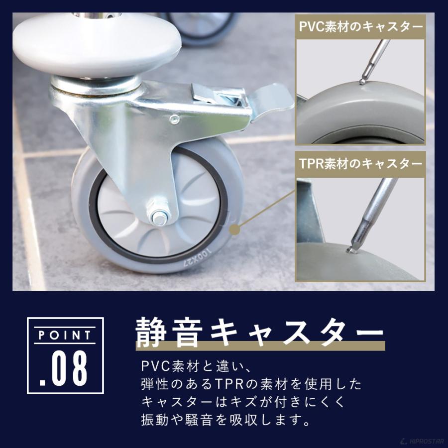 キッチンワゴン 3段 棚板680×385 キャスター付き 片側ハンドル 作業台