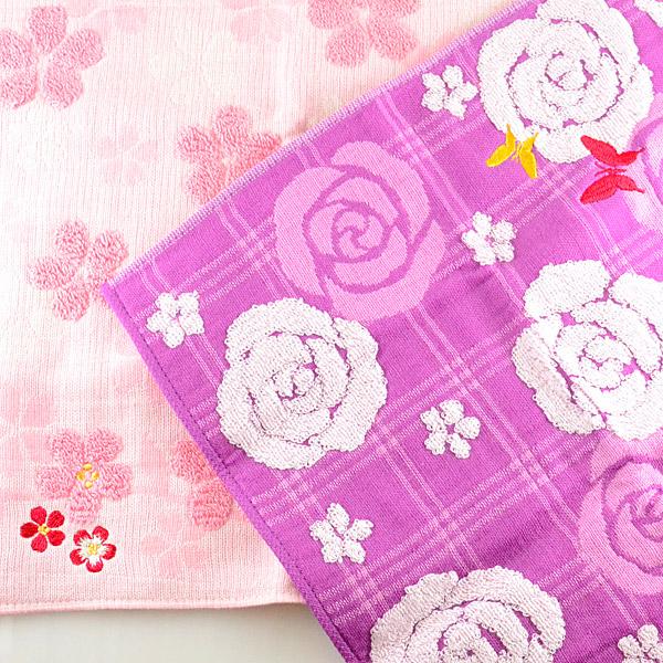 ハンドタオル ガーゼ 日本製 tuyuna 花柄 桜 綿100% 25×25cm ピンク