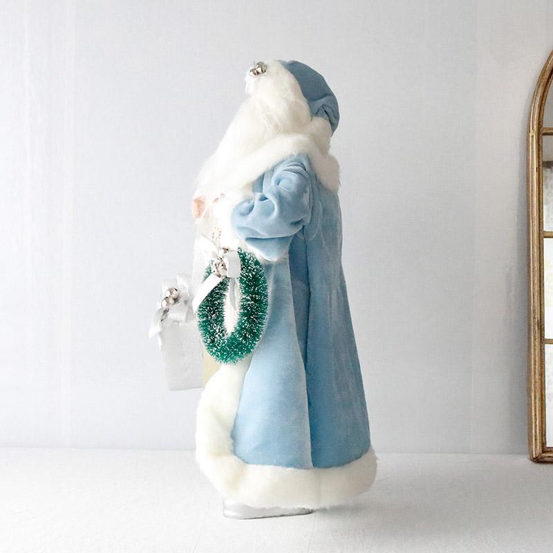 青いベルベット サンタクロース人形　クリスマス　置物　装飾　飾り HARMONIER（ハルモニア） クリスマス 飾り サンタ フィギュア