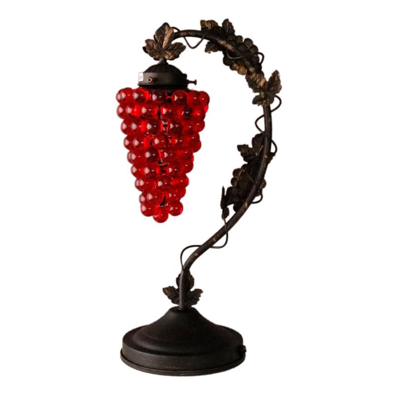 アンティーク風 ぶどう柄 タッチランプ 3段階調光 北欧風 卓上