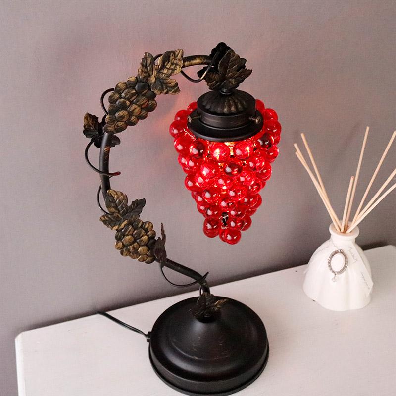 アンティーク風 ぶどう柄 タッチランプ 3段階調光 北欧風 卓上ライト