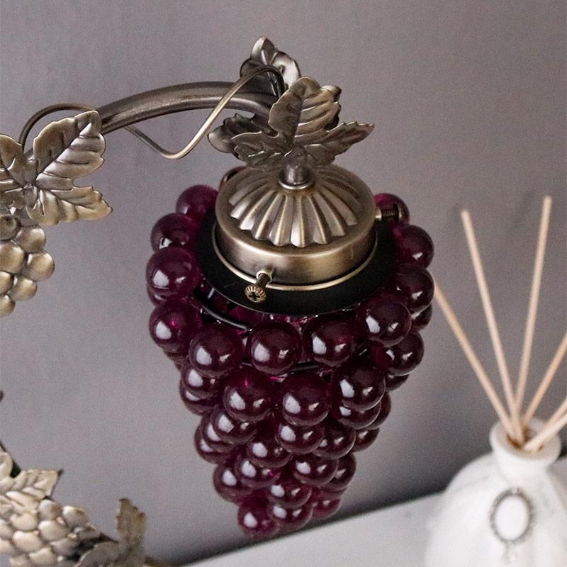アンティーク風 ぶどう柄 タッチランプ 3段階調光 北欧風 卓上ライト