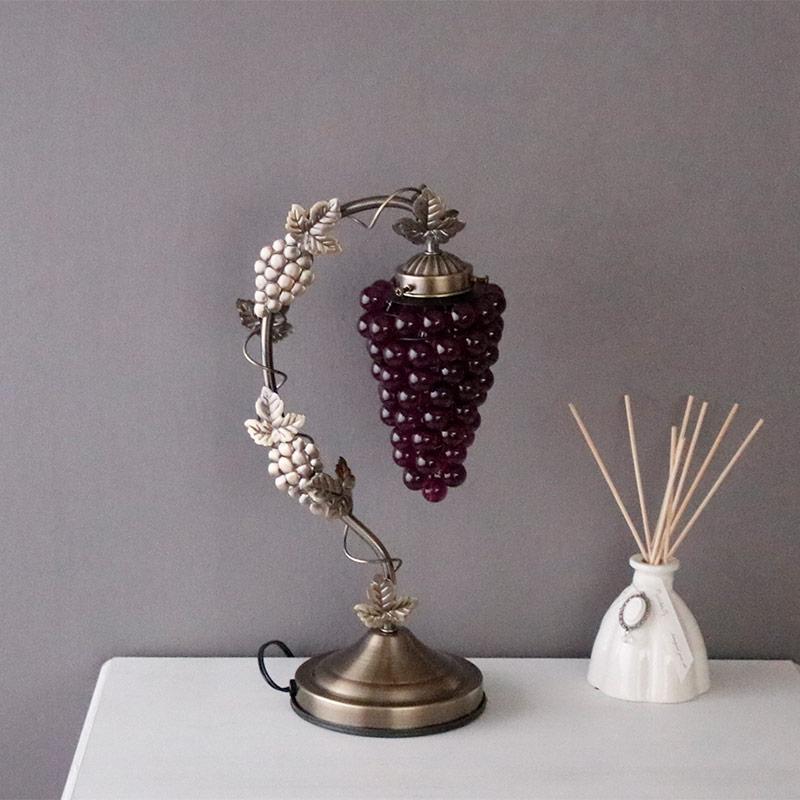 アンティーク風 ぶどう柄 タッチランプ 3段階調光 北欧風 卓上ライト