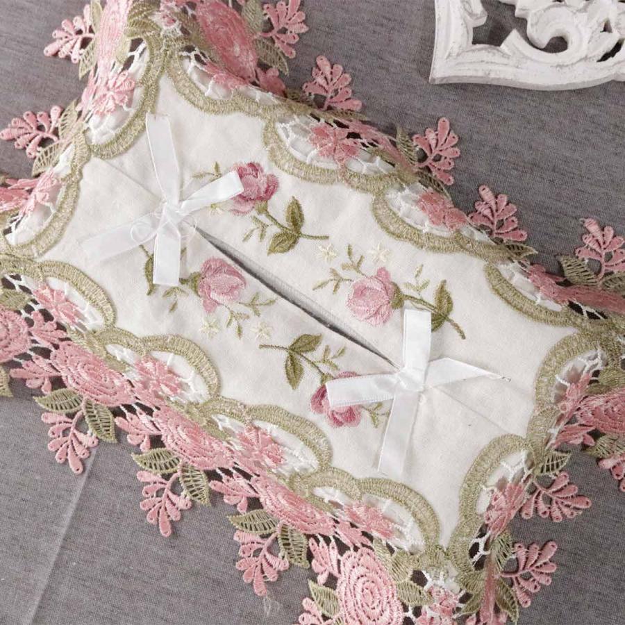 ティッシュケース レース おしゃれ イングリッシュレース 77886 刺繍