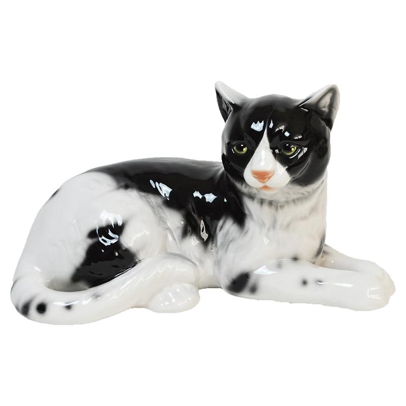 ネコ 置物 動物 オブジェ 猫 ねこ イタリア製 陶磁器 41169