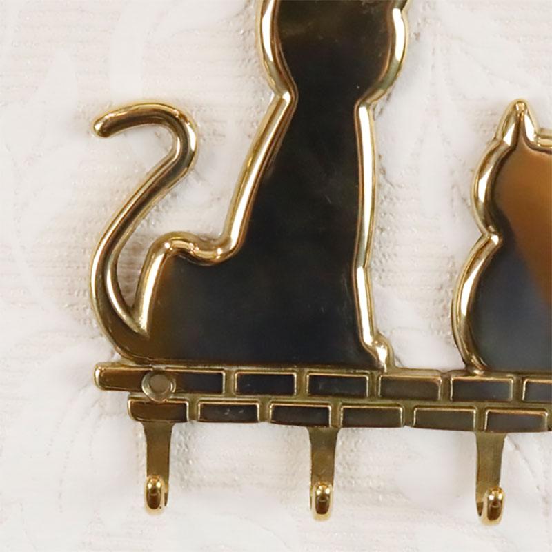 キーフック 壁掛け おしゃれ 真鍮 4連 猫 84456 ゴールド アンティーク