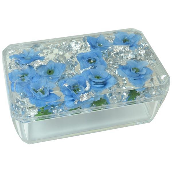 ど*ア様 銀製　花柄装飾　小物入れ　300g ROYAL ARDEN（ロイヤルアーデン） 小物入れ ふた付き アクリル 水中花