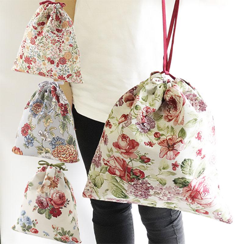 巾着バッグ おしゃれ 巾着袋 大人 サブバッグ 花柄 エレガント エコ