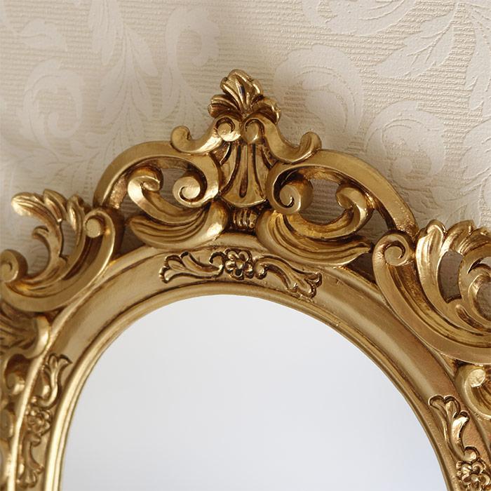 壁掛け鏡 おしゃれ ウォールミラー ロココ調 姫系 アイボリー ホワイト