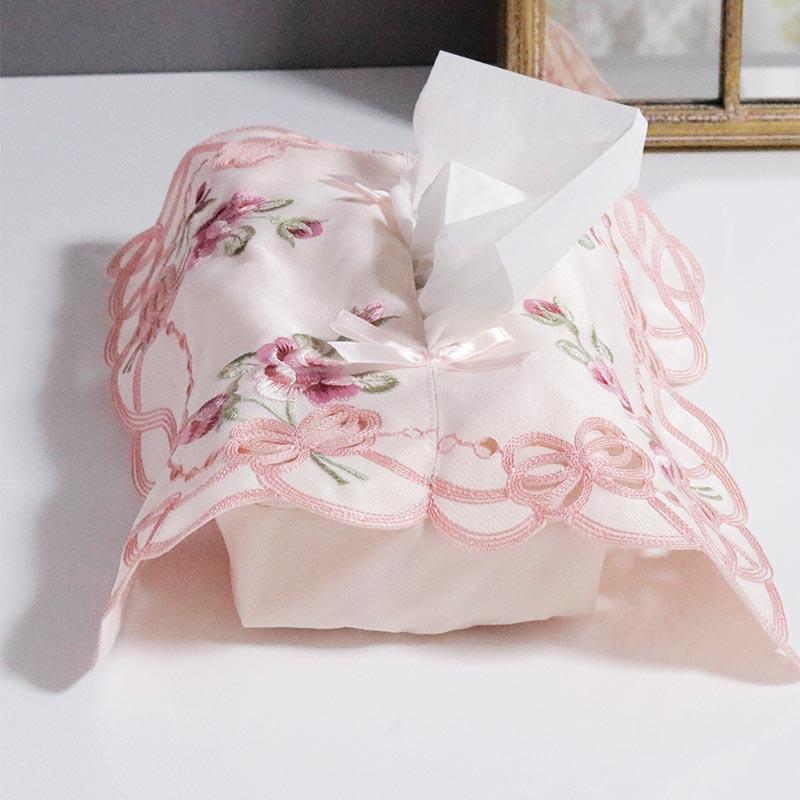 ティッシュケース レース おしゃれ 刺繍 ボックスティッシュケース 花