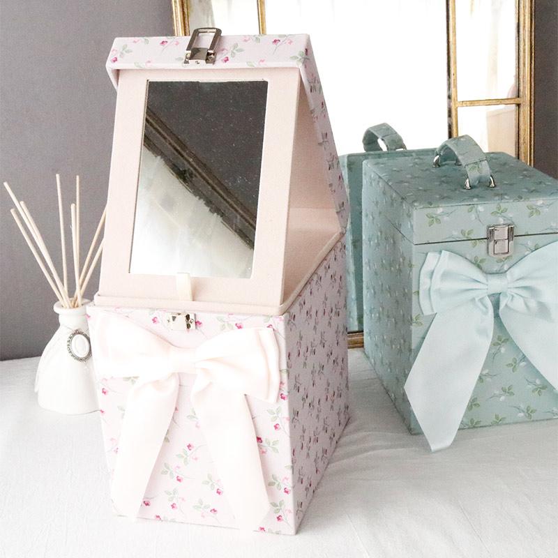 メイクボックス 鏡付き コスメボックス おしゃれ 化粧ボックス 姫系