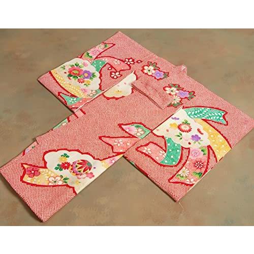 新入荷！ 宮参り　着物　女の子　正絹初着　女の子用産着　赤色　総疋田柄　花車　扇面地紙　金糸刺繍使い 【X2644870891】(16988円)