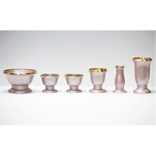 仏具　ゆうがを　ローズミスト色　仏具セット　おしゃれ仏具　モダン仏具　仏器・茶器・香炉・花立・火立・線香差し　6具足