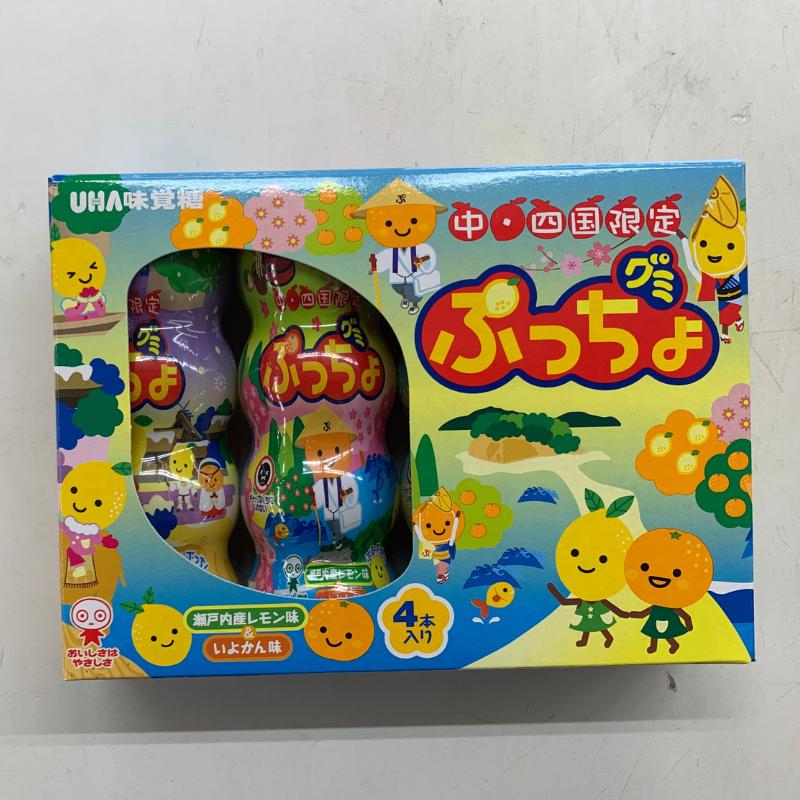 中四国限定ぷっちょグミ】 4本入 瀬戸内産レモン味&いよかん味 中四国限定ぷっちょグミ】 4本入 瀬戸内産レモン味&いよかん味