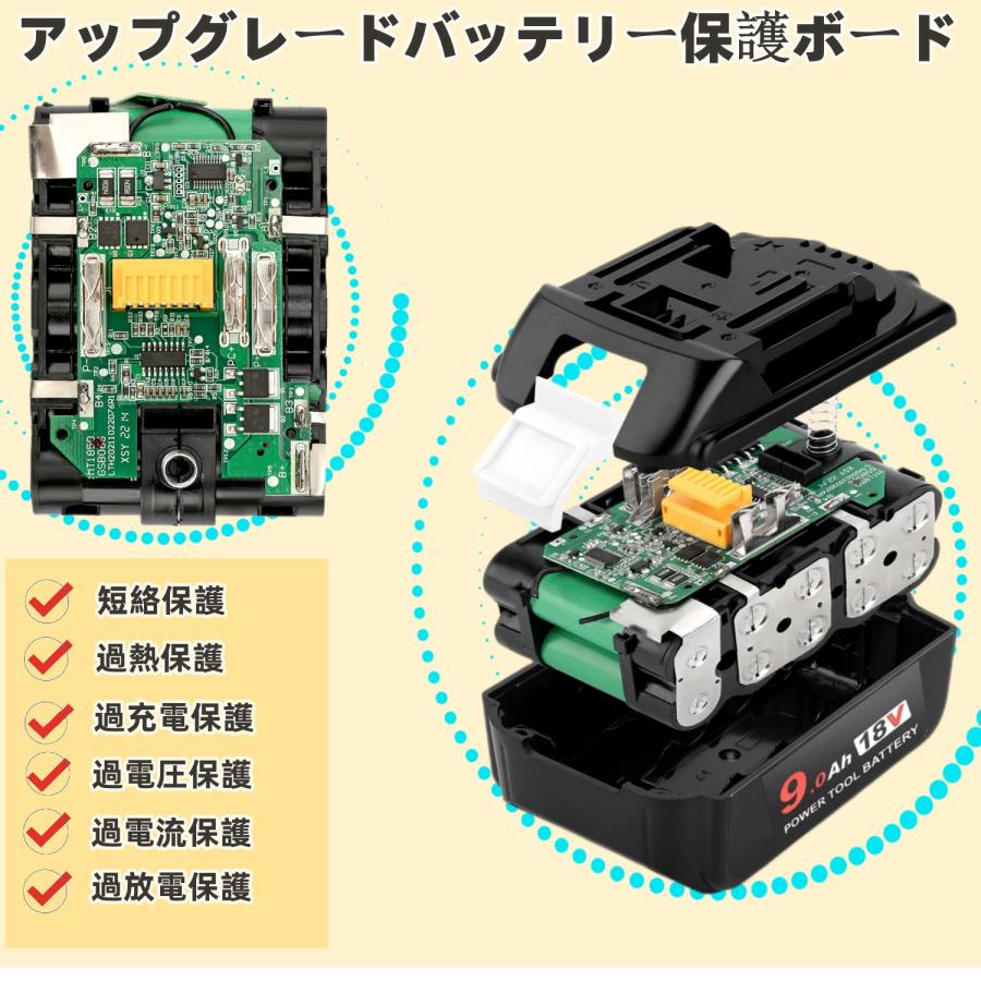 Power Battery BL1890B×2 マキタ互換バッテリー マキタ 互換品 バッテリー BL1890B 18v makita 9.0Ah 互換