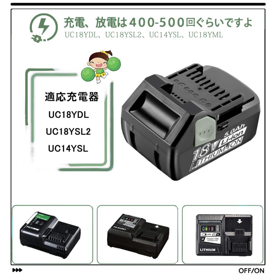 2個セット ハイコーキ 日立 互換 バッテリー BSL1850B 18V 5000mAh
