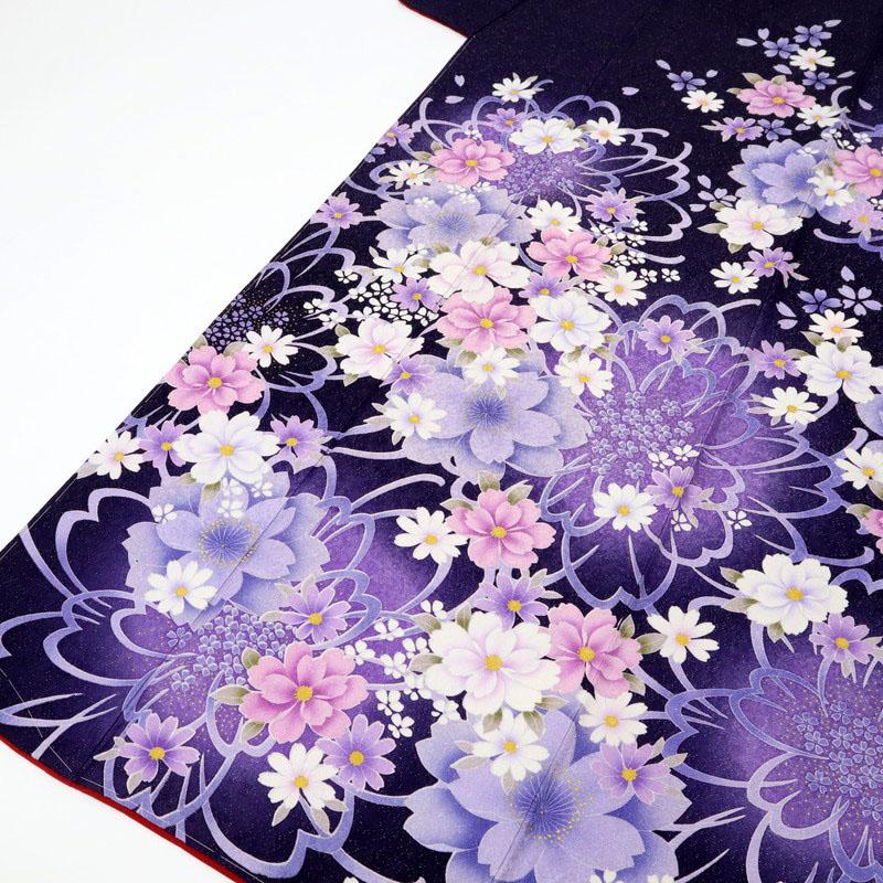 振袖 長尺 フォーマル 桜の花々模様 紫色 銀通し地 成人式 卒業式 和装 きもの 12RP20