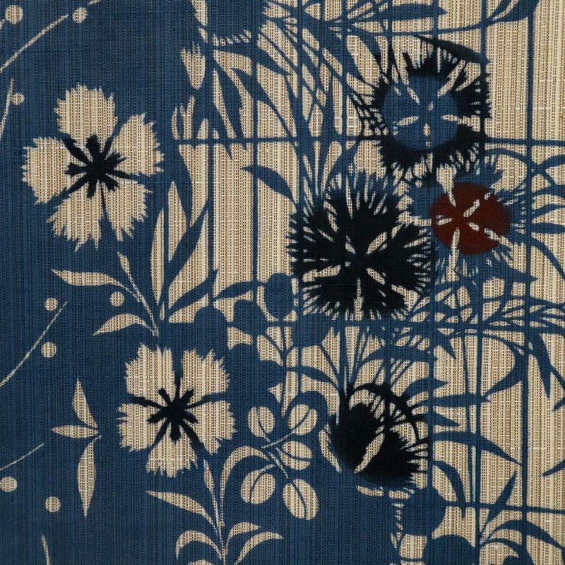 竺仙 2025年新作 浴衣反物 奥州小紋 格子秋草 木綿 夏着物