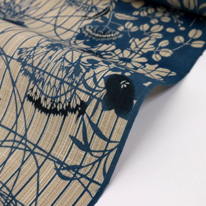 竺仙 2025年新作 浴衣反物 奥州小紋 格子秋草 木綿 夏着物 レディ―ス  