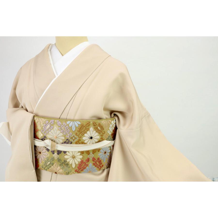 作家物 色留袖 立浪 青海波 風神雷神 ベージュ 三つ紋 袷 正絹 着物