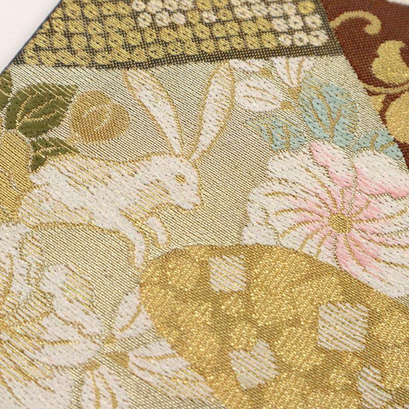 正絹袋帯ウサギと波模様六通柄 - 袋帯 