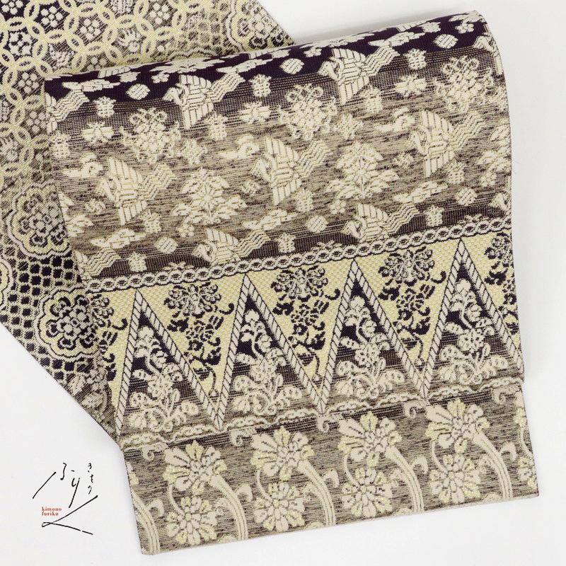 袋帯 逸品 フォーマル 金華山織り 名物裂 横段模様 金彩 全通柄 正絹