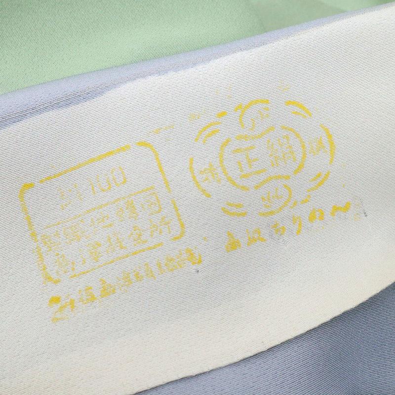 仮絵羽 訪問着 加賀調 優美な花 淡いグリーン フォーマル きもの 袷正絹着物 HG3-23 中古 リサイクル着物の画像