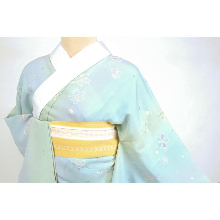 新品 お仕立て上がり 上質長襦袢 筋ぼかし桜 水色 紫 緑 ブルー 正絹 着物 和装 J3-4の画像