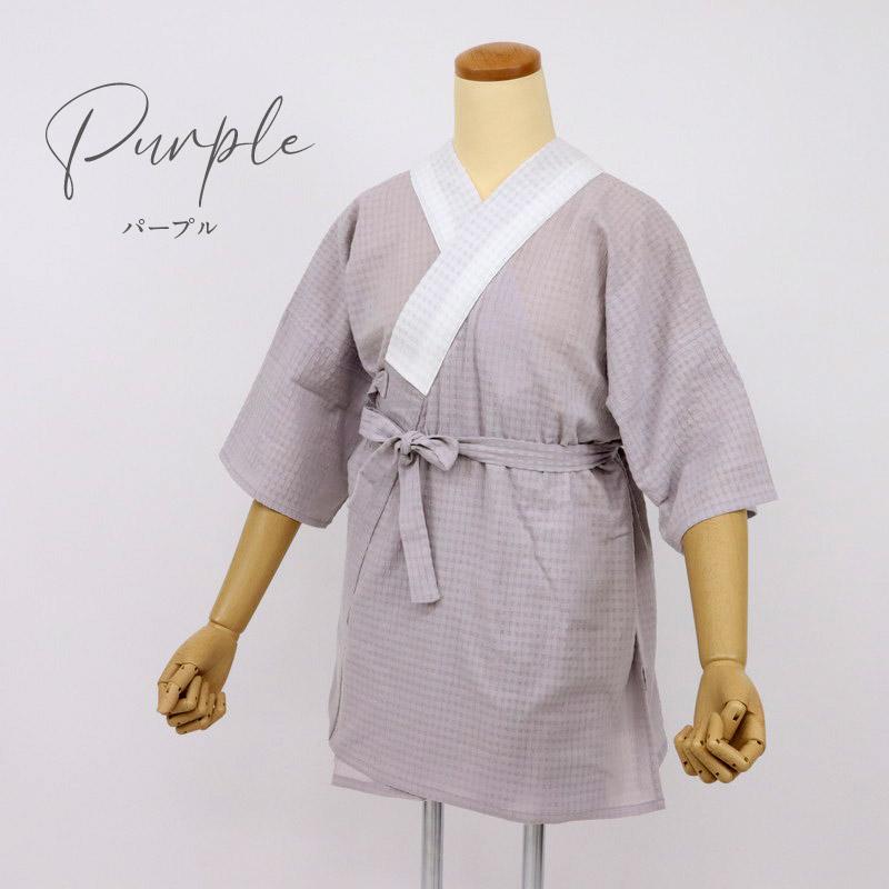 オリジナル商品*半襦袢 高島ちぢみ 2色 白 紫 M L LL 着物・浴衣兼用