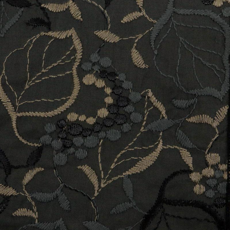 刺繍リーフ半衿 全5色 モダン 日本製 ブラック ホワイト ベージュ
