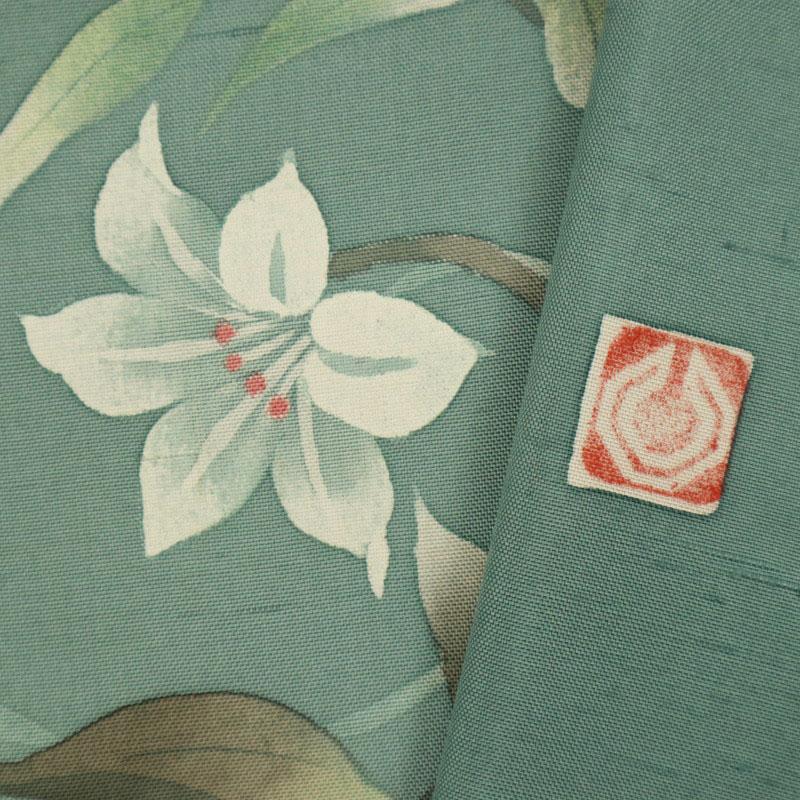 付下げ 袷 地紋 花唐草 鳥 草花 型染 ブラック グレー ブラウン 暈し