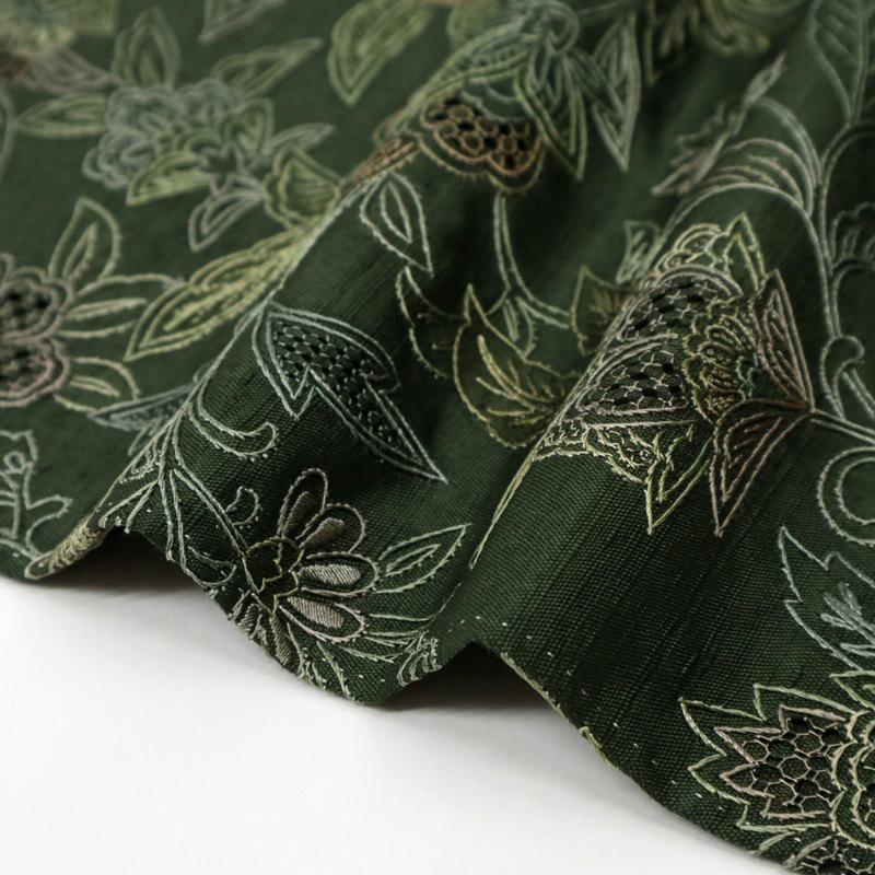 紬 長尺 訪問着 極上刺繍 虹色の花更紗 グリーン Lサイズ LL 紬 長尺 訪問着 極上刺繍 虹色の花更紗 グリーン Lサイズ LL