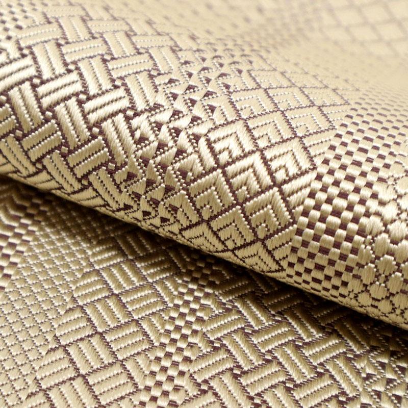 《本場筑前秋月◆博多帯『小森久』幾何学■本草木染■白茶◆正絹着物◆NY3-1》 本場筑前秋月 博多帯 小森久 幾何学 本草木染 白茶 正絹着物 長さ316cm