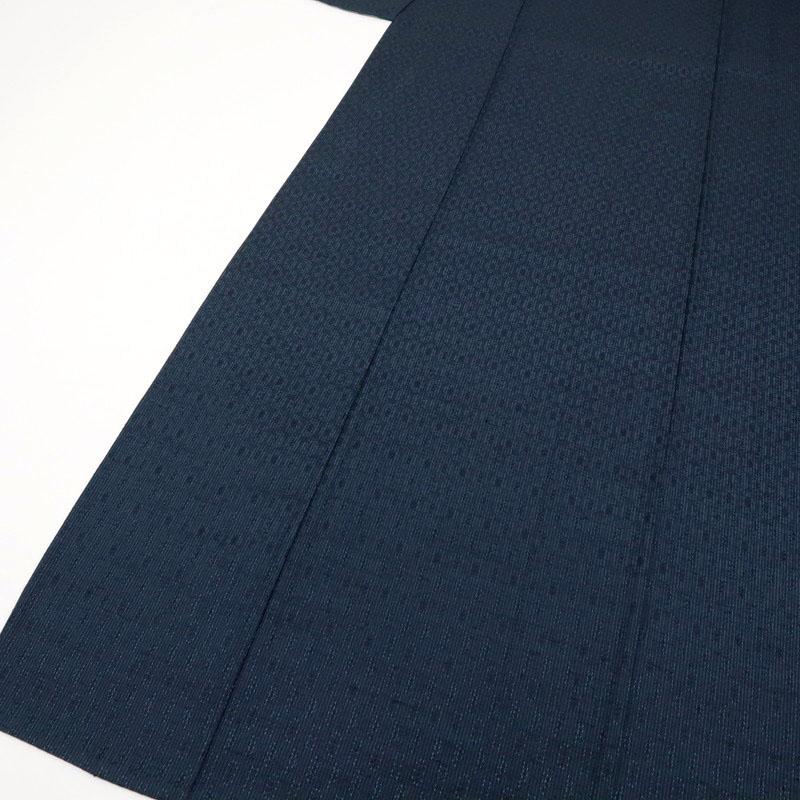 専用　長襦袢　袋帯　セット未使用　真綿紬　縞模様 長尺 単衣 紬 亀甲繋に浮き織り縞模様 紺色 正絹 着物 Lサイズ