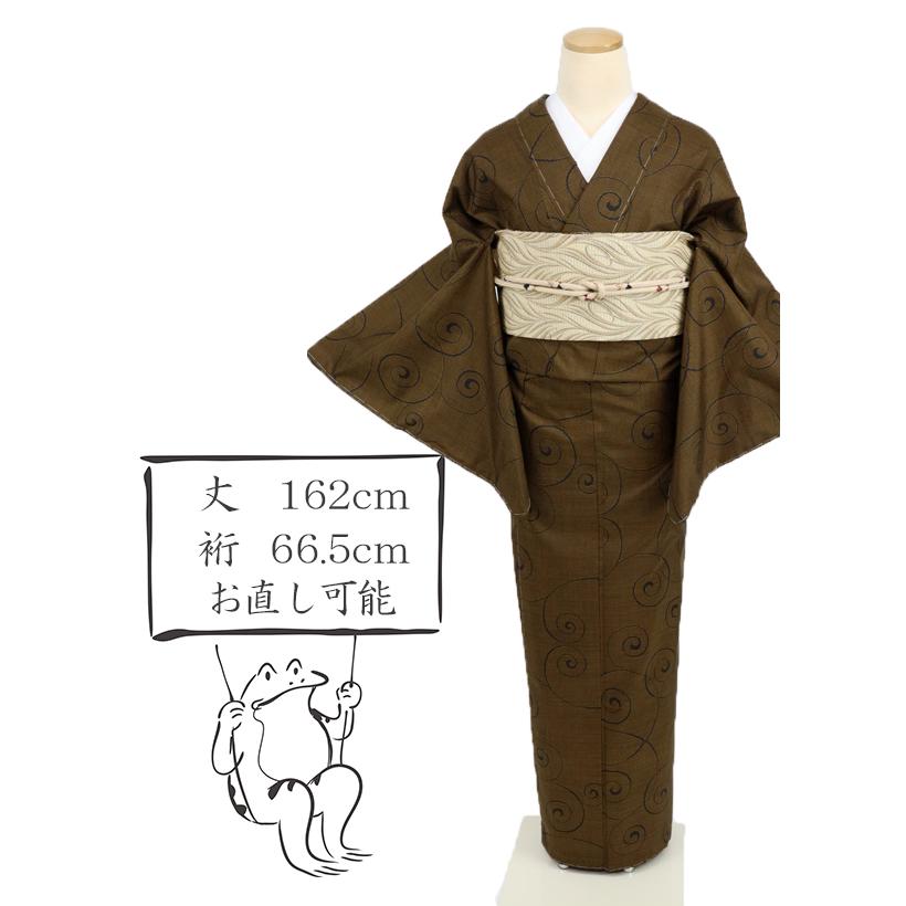 大島紬 小紋 カジュアル 特選品 茶×黒 ブラウン 人気 唐草模様 趣味 