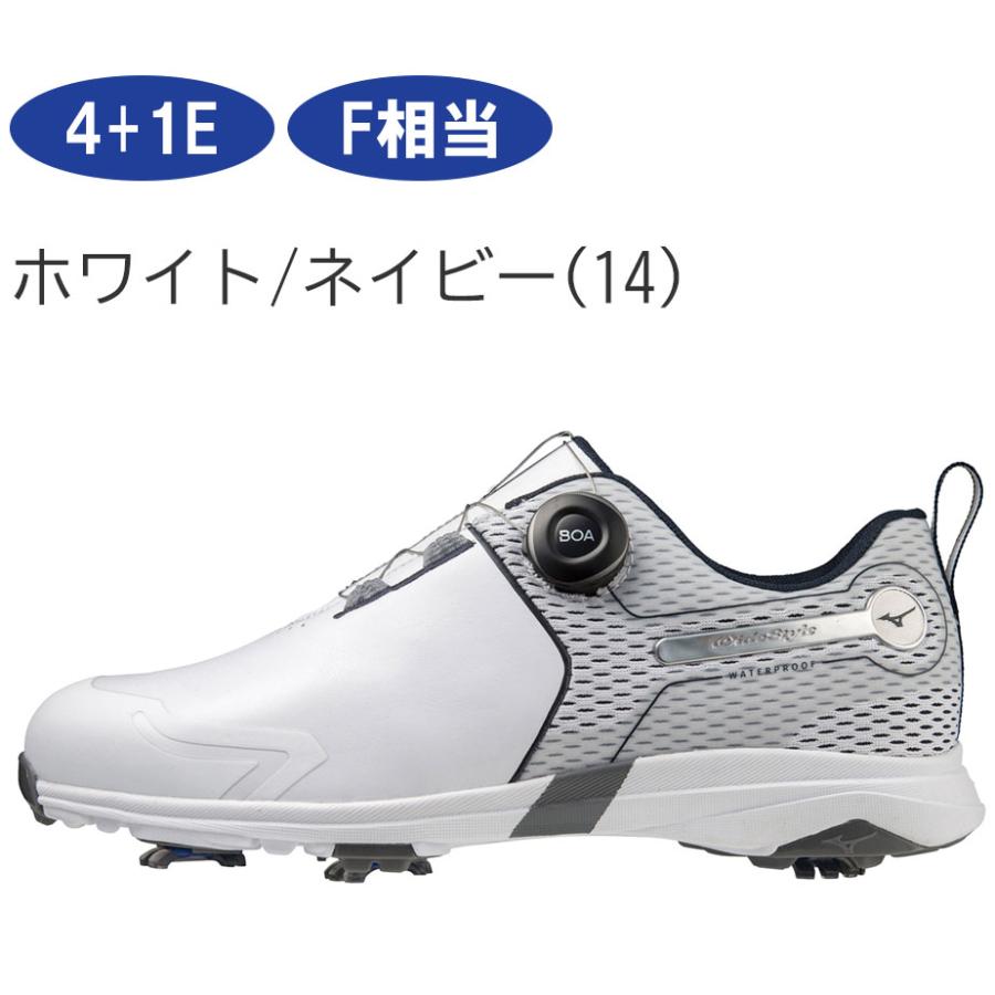 ゴルフシューズ ミズノ MIZUNO ワイドスタイル SL ボア シューズ メンズ ホワイト×ネイビー 4+1E F相当 24.5 25.0 25.5 26.0 26.5 27.0 28.0 29.0cm 51GQ2240｜yatogolf｜02