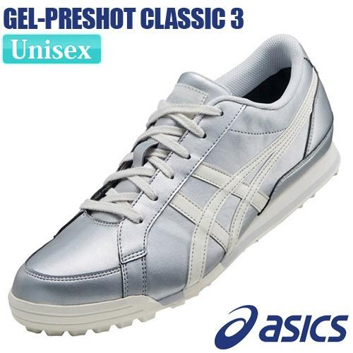 asics [アシックス] GEL-PRESHOT CLASSIC 3 [ゲルプレショット クラシック 3] 1113A009 ユニセックス ゴルフシューズ シルバー/クリーム｜yatogolf