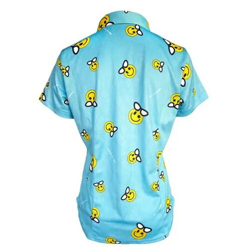 【在庫限り】 ゴルフ ウェア トップス 半袖 ポロシャツ メンズ ニコちゃん柄 総柄 Chain of miracle39 COM39-22-1105 チェイン オブ ミラクル 在庫限り】 ゴルフ ウェア トップス 半袖 ポロシャツ レディース ニコ