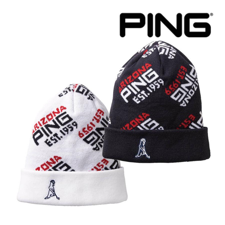 明日発送 PING（ピン） キャップ バイアスニットキャップ メンズ ホワイト