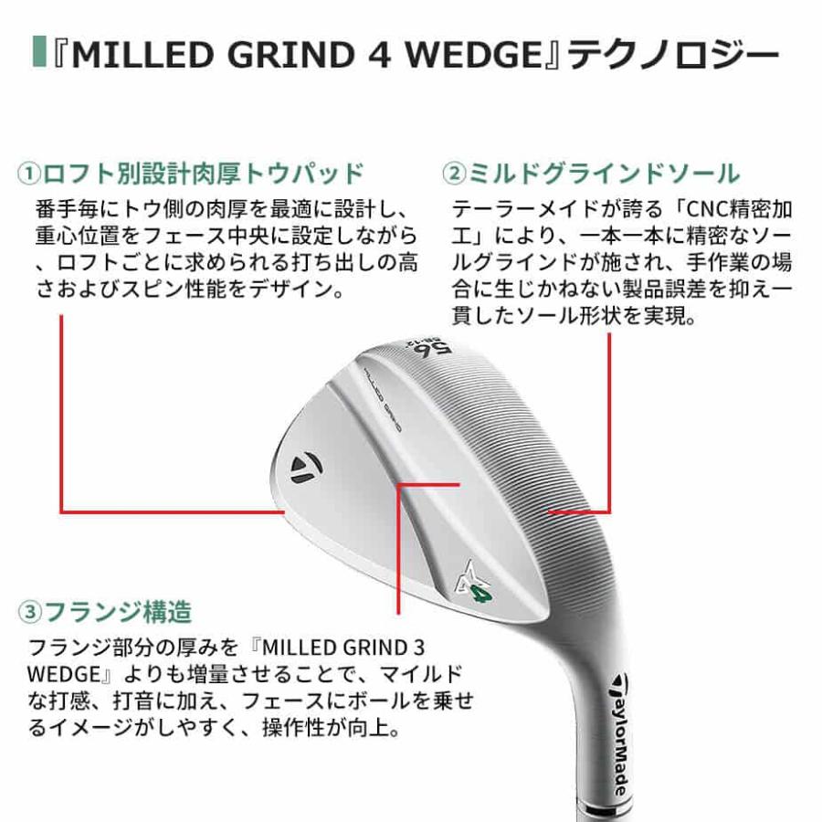 テーラーメイド MILLED GRIND[ミルドグラインド] 4 ウェッジ【クローム】Dynamic Gold EX Tour Issue スチールシャフト メンズ 右 ゴルフ TaylorMade 日本正規品｜yatogolf｜06