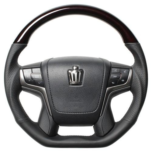 レアル ステアリング プレミアムシリーズ Dシェイプ ランドクルーザープラド 後期 150系用 カラー：210ブラウンウッド (S210-BRW-BK)
